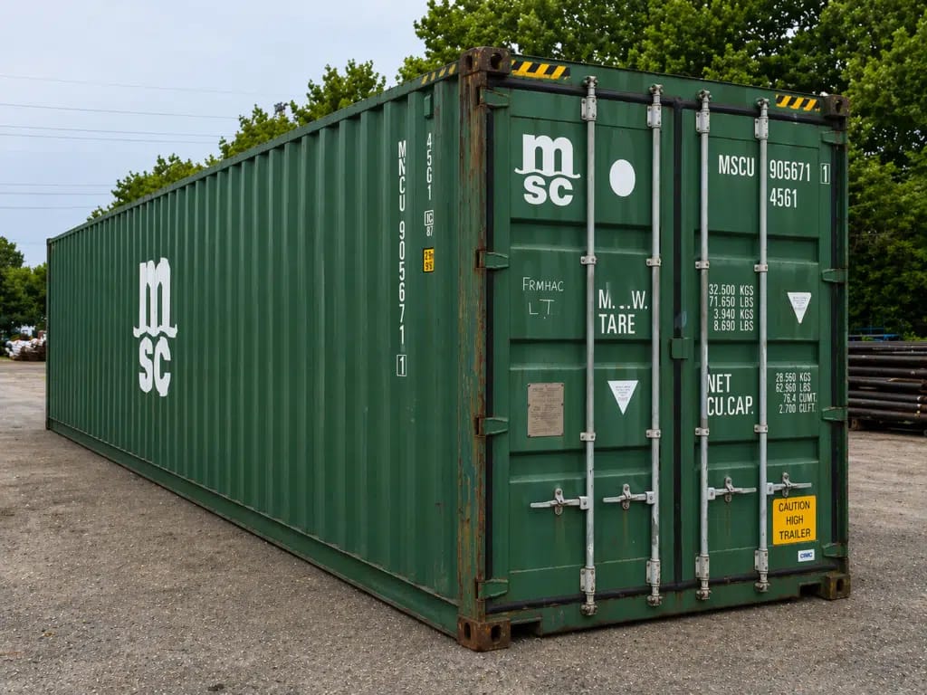 40ft HC Used Wind and Watertight Shipping Container – Yellow or Green - Image 3