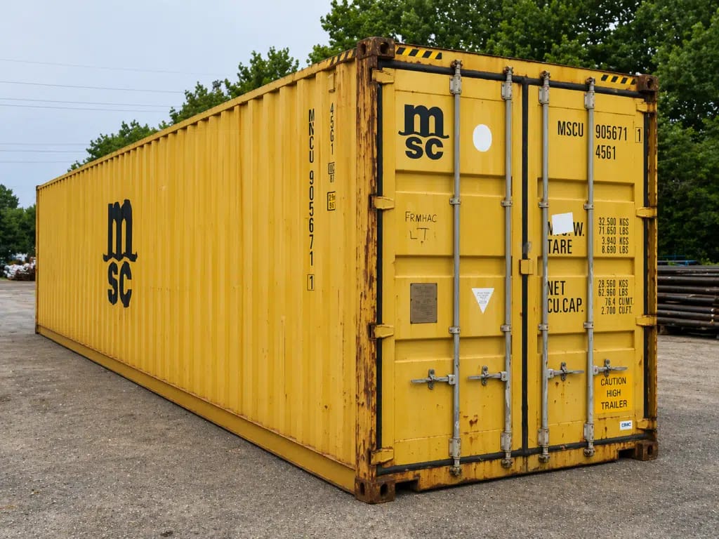 40ft HC Used Wind and Watertight Shipping Container – Yellow or Green - Image 6