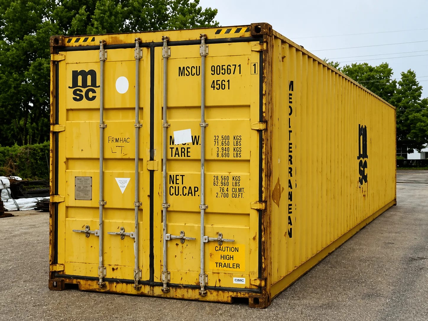 40ft HC Used Wind and Watertight Shipping Container – Yellow or Green